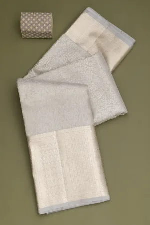 Light Grey Zariwork Pure Silk Saree