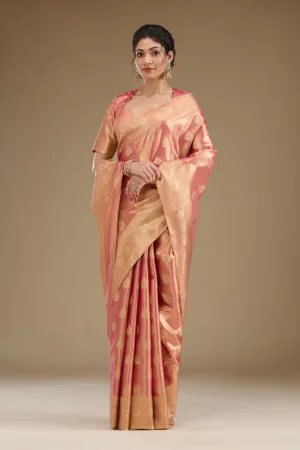 Rust Zariwork Tissue Saree