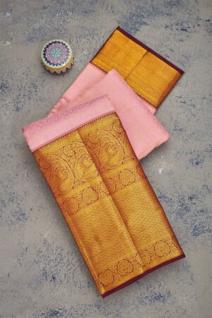 Baby Pink Zariwork Pure Silk Saree