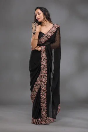 Black Zariwork Georgette Saree