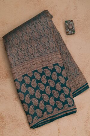 Bottle Green Zariwork Pure Silk Saree