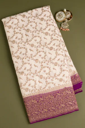 Cream Zariwork Banarasi Saree