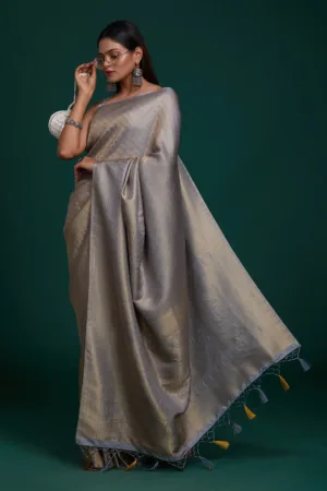Grey Zariwork Banarasi Saree