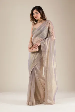 Grey Zariwork Tissue Saree