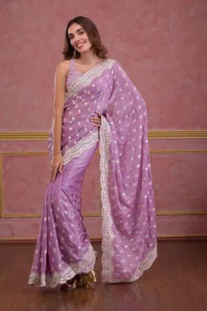 Lavender Gotapatti Organza Designer Saree