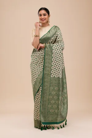 Leaf Green Zariwork Silk Saree