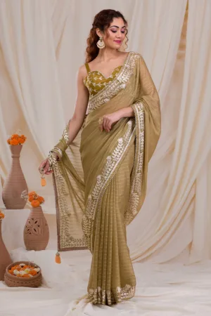 Mehendi Gotapatti Georgette Saree