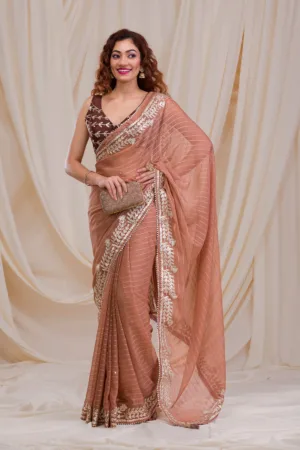 Peach Gotapatti Georgette Saree
