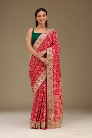 Rani Pink Gotapatti Chiffon Saree