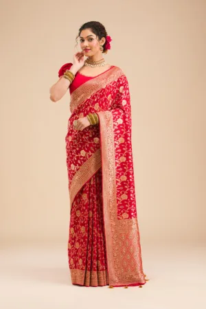 Red Zariwork Banarasi Silk Saree