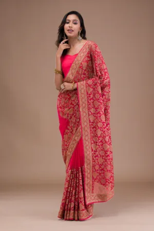 Red Zariwork Georgette Saree