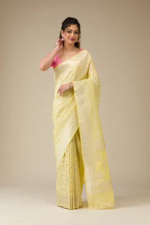 Yellow Zariwork Art Silk Saree