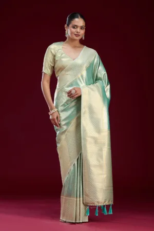 Sea Green Zariwork Art Silk Saree
