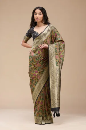 Black Zariwork (Gold) Silk Saree