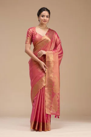 Rani Pink Printed Art Silk Saree