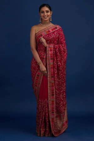 Rani Pink Zariwork Art Silk Saree