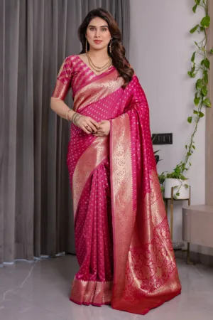 Magenta Pink Pure Kanjivaram Silk Saree
