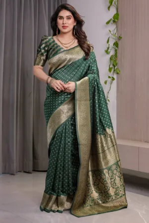 Bottle Green Pure Kanjivaram Silk Saree