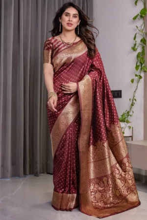 Maroon Pure Kanjivaram Silk Saree