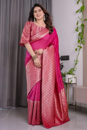 Pink Pure Kanjivaram Silk Saree