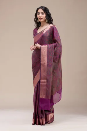 Purple Zariwork (Gold) Banarasi Silk