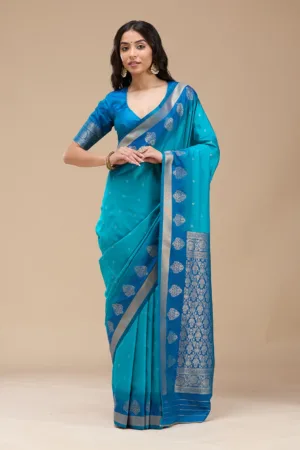 Turquoise Blue Paithani Silk Saree