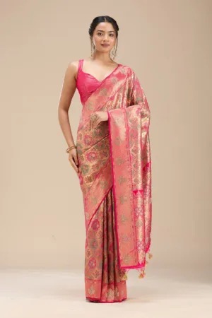 Rani Pink Stonework Silk Saree