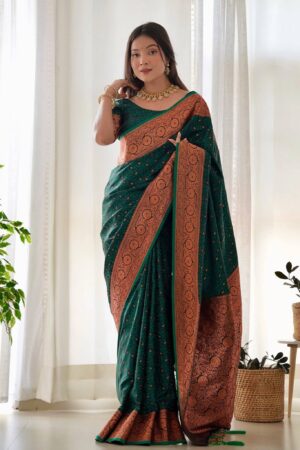 Pure Gaji Silk Saree Weaved With Zari Comes With Tassels