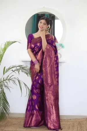 Pure Gaji Silk Saree Weaved With Zari Comes With Tassels