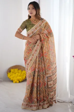 Multicolor Zari Woven Handloom Cotton Saree