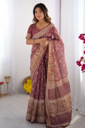 Plum Handloom Cotton Saree