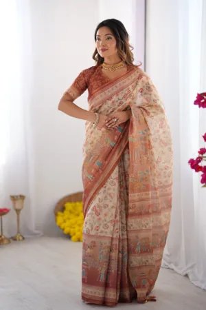Ivory Handloom Cotton Saree