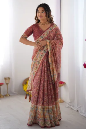 Maroon Handloom Cotton Saree