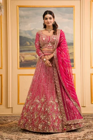 Rani Pink Zariwork Net Readymade Lehenga