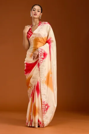 Red Gotapatti Crepe Saree