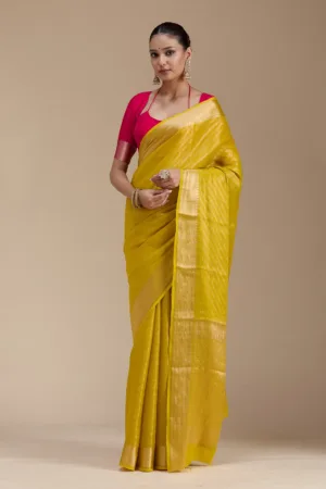 Yellow Zariwork Georgette Silk_Saree
