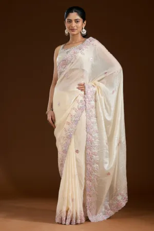 Cream Gotapatti Satin Sare