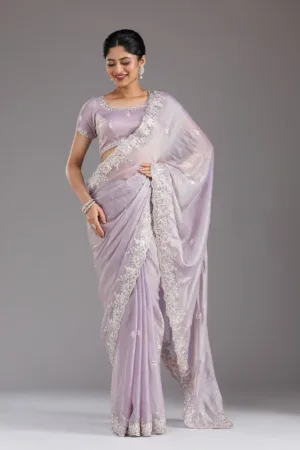 Lavender Gotapatti Satin Saree
