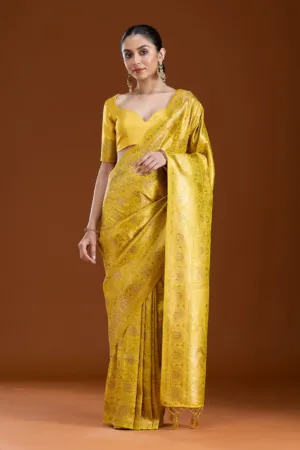 Mustard Zariwork Art Silk Saree