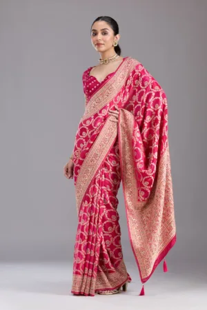 Rani Pink Banarasi Silk Saree
