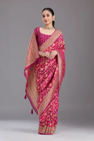 Rani Pink Banarasi Silk Saree